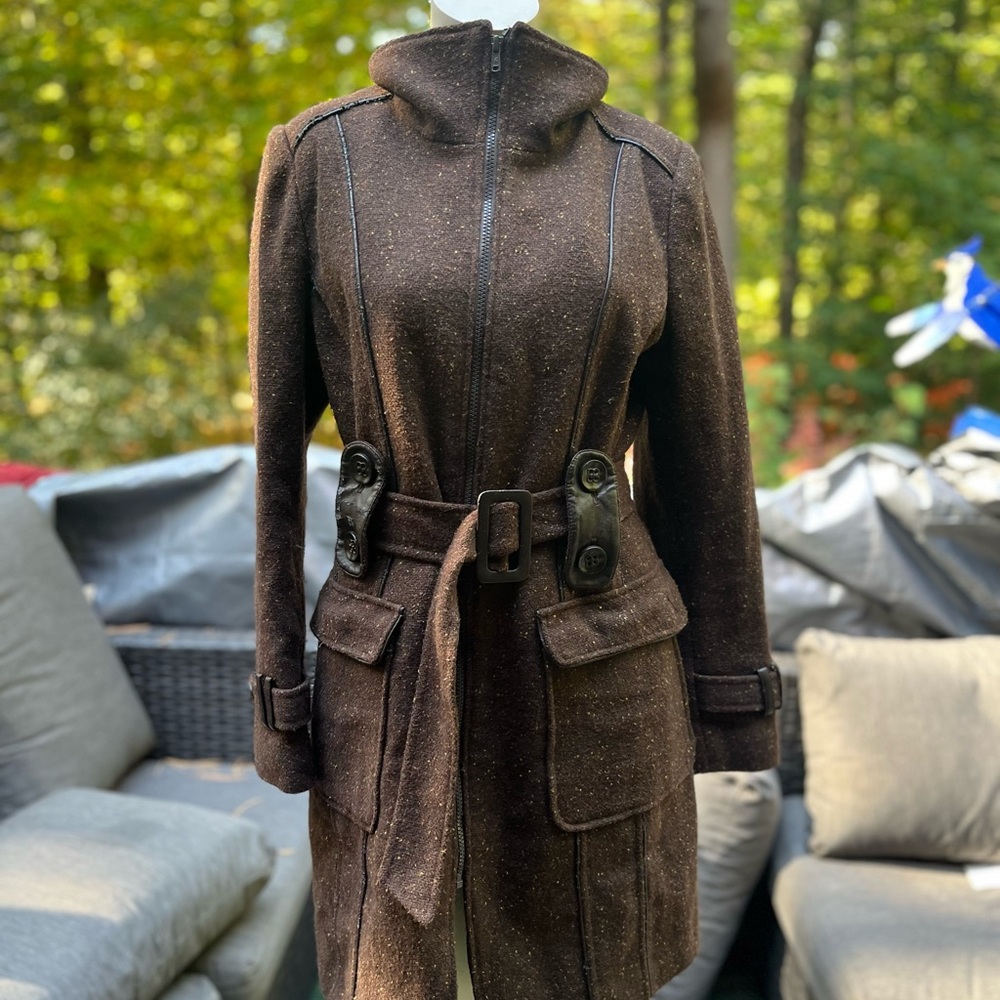 Elegant Brown Belted Trench Coat
